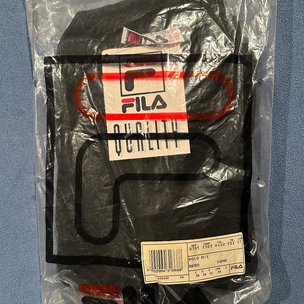 Brand new with tags original 80's vintage unopened black fila XXL tennis polo